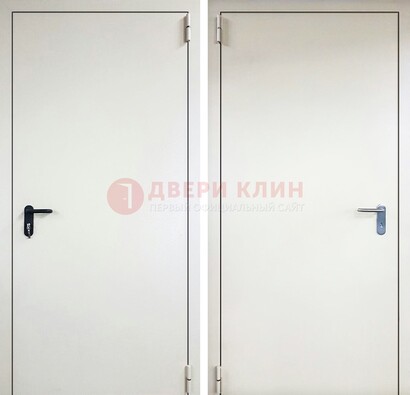 Белая железная техническая дверь ДТ-16 в Куровском