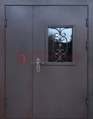 Тамбурная дверь Порошок со стеклом и ковкой ДТМ-48 в Куровском