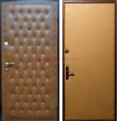 Желтая железная дверь с винилискожей ДВ-2 в Ногинске