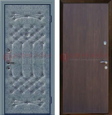 Серая металлическая дверь с винилискожей ДВ-35 в Куровском
