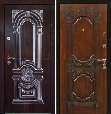 Железная дверь с виноритом в цвете Итальянский орех ДВТ-103 в Куровском