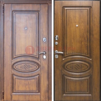 Коричневая металлическая дверь с виноритом ДВТ-10 в Куровском