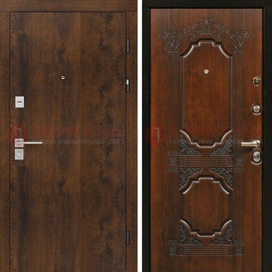 Стальная темная филенчатая дверь с виноритом и белой МДФ ДВТ-139 в Куровском