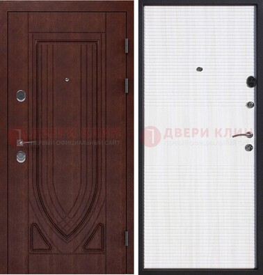 Уличная темная филенчатая дверь с виноритом и МДФ Белый ясень ДВТ-141 в Шатуре