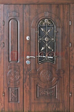 Металлическая дверь с узором и виноритом ДВТ-146 в Чехове