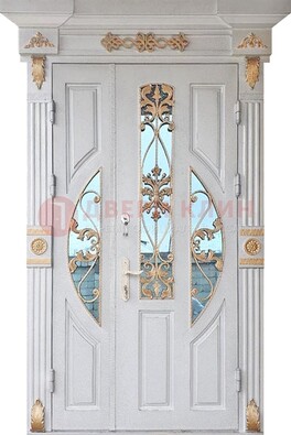 Белая полуторная дверь с виноритом ДВТ-148 в Костроме