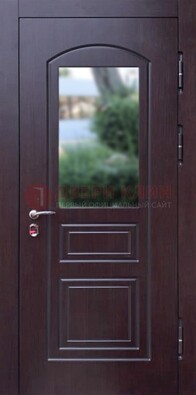 Темная железная дверь с виноритом и стеклом ДВТ-162 в Куровском