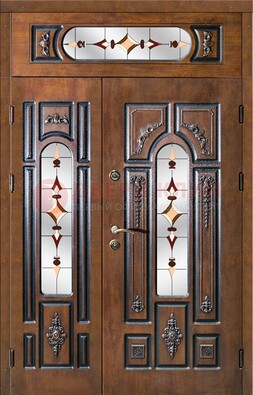 Элитная дверь цвета дуб с виноритом и витражом ДВТ-177 в Костроме