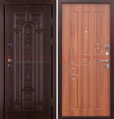 Темная металлическая дверь с виноритом и узором ДВТ-224 в Куровском