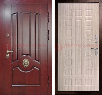 Темно-красная входная дверь с виноритом ДВТ-234 в Куровском