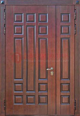 Коричневая полуторная металлическая дверь с виноритом ДВТ-240 в Куровском