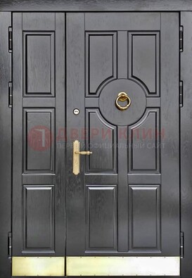 Черная металическая дверь с виноритом для дома ДВТ-241 в Куровском