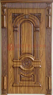 Коричневая металлическая дверь с виноритом ДВТ-61 в Куровском