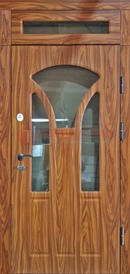 Коричневая классическая входная дверь с виноритом ДВТ-66 в Куровском