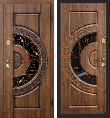 Металлическая дверь с виноритом и панелью Золотой Дуб ДВТ-71 в Куровском