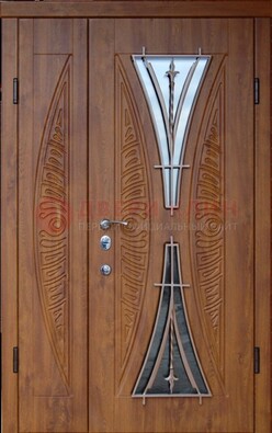 Входная классическая дверь с терморазрывом и коричневым МДФ ДВТ-76 в Куровском