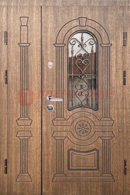 Железная классическая дверь с терморазрывом и рисунком ДВТ-77 в Куровском