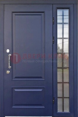 Синяя дверь с виноритом и стеклянными вставками  ДВТ-79 в Куровском