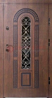Стальная коричневая дверь с виноритом и МДФ ДВТ-81 в Куровском