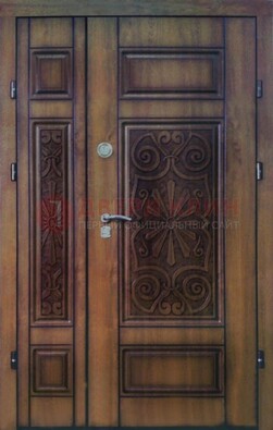 Входная железная дверь с виноритом и резьбой ДВТ-96 в Куровском