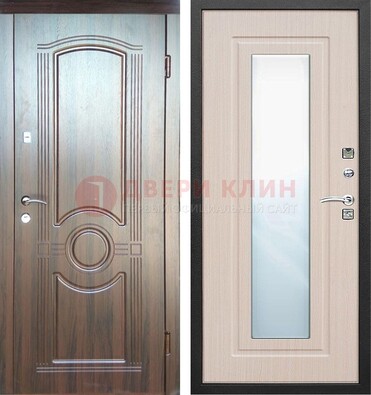 Светло-коричневая дверь c виноритом с узором и филенчатой МДФ ДЗ-120 в Куровском