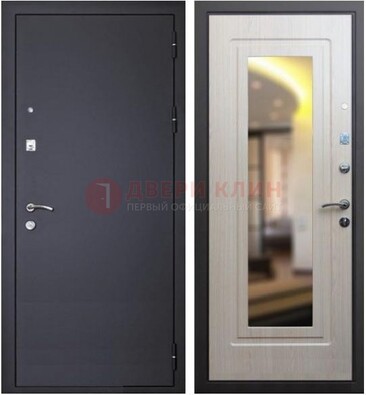 Черная металлическая дверь с зеркалом ДЗ-26 в Куровском