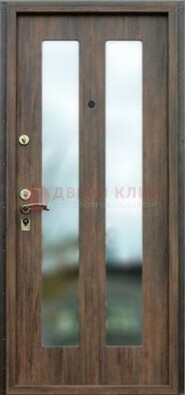 Коричневая железная дверь с зеркалом ДЗ-28 в Куровском