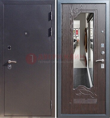 Черная входная дверь с зеркалом МДФ внутри ДЗ-29 в Липецке