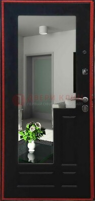 Черная железная дверь с зеркалом МДФ внутри ДЗ-2 в Куровском