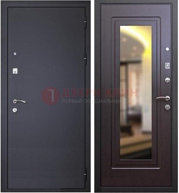 Черная железная дверь с зеркалом ДЗ-30 в Куровском