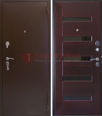 Темная железная дверь с зеркалом ДЗ-42 в Куровском
