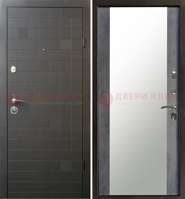 Темная железная филенчатая дверь с зеркалом ДЗ-53 в Куровском