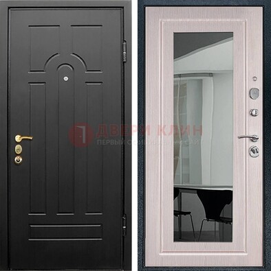 Темная стальная дверь с МДФ Капучино и зеркалом ДЗ-55 в Куровском