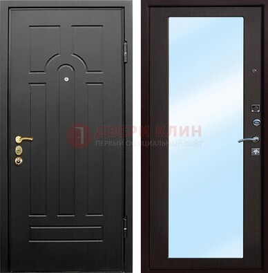 Входная металлическая филенчатая дверь с зеркалом ДЗ-59 в Куровском