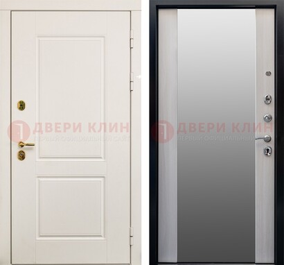 Белая стальная дверь с большим зеркалом ДЗ-73 в Черноголовке