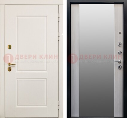 Белая стальная дверь с большим зеркалом ДЗ-73 в Куровском