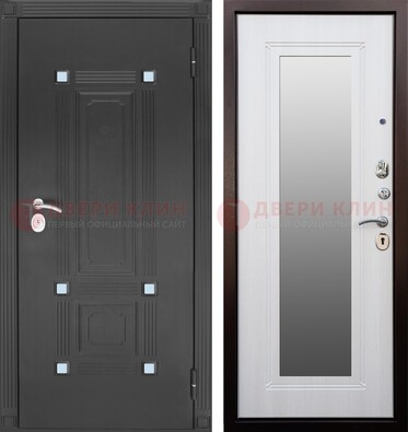 Стальная черная дверь МДФ с зеркалом ДЗ-76 в Куровском