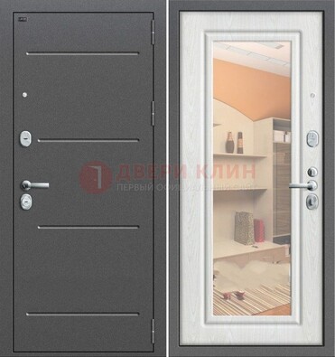 Серая металлическая дверь с зеркалом ДЗ-7 в Куровском