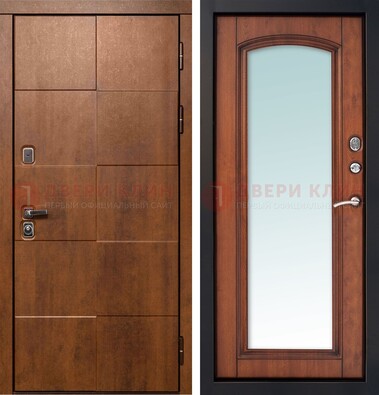 Белая филенчатая дверь с фрезерованной МДФ и зеркалом ДЗ-81 в Куровском