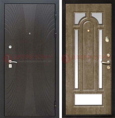 Темная металлическая дверь МДФ с различными зеркальными вставками внутри ДЗ-82 в Твери
