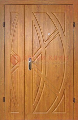 Полуторная металлическая дверь с МДФ золотой дуб ПЛ-17 в Куровском