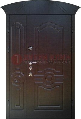 Темная полуторная железная дверь МДФ с узором ПЛ-22 в Куровском